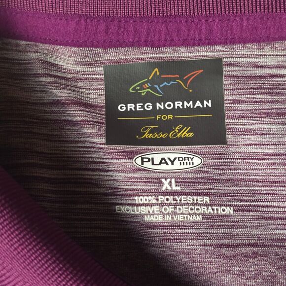 Greg Norman For Tasso‎ Elba Play Dry Golf Polo Shirt Sz XL Purple Stripe - Picture 3 of 12
